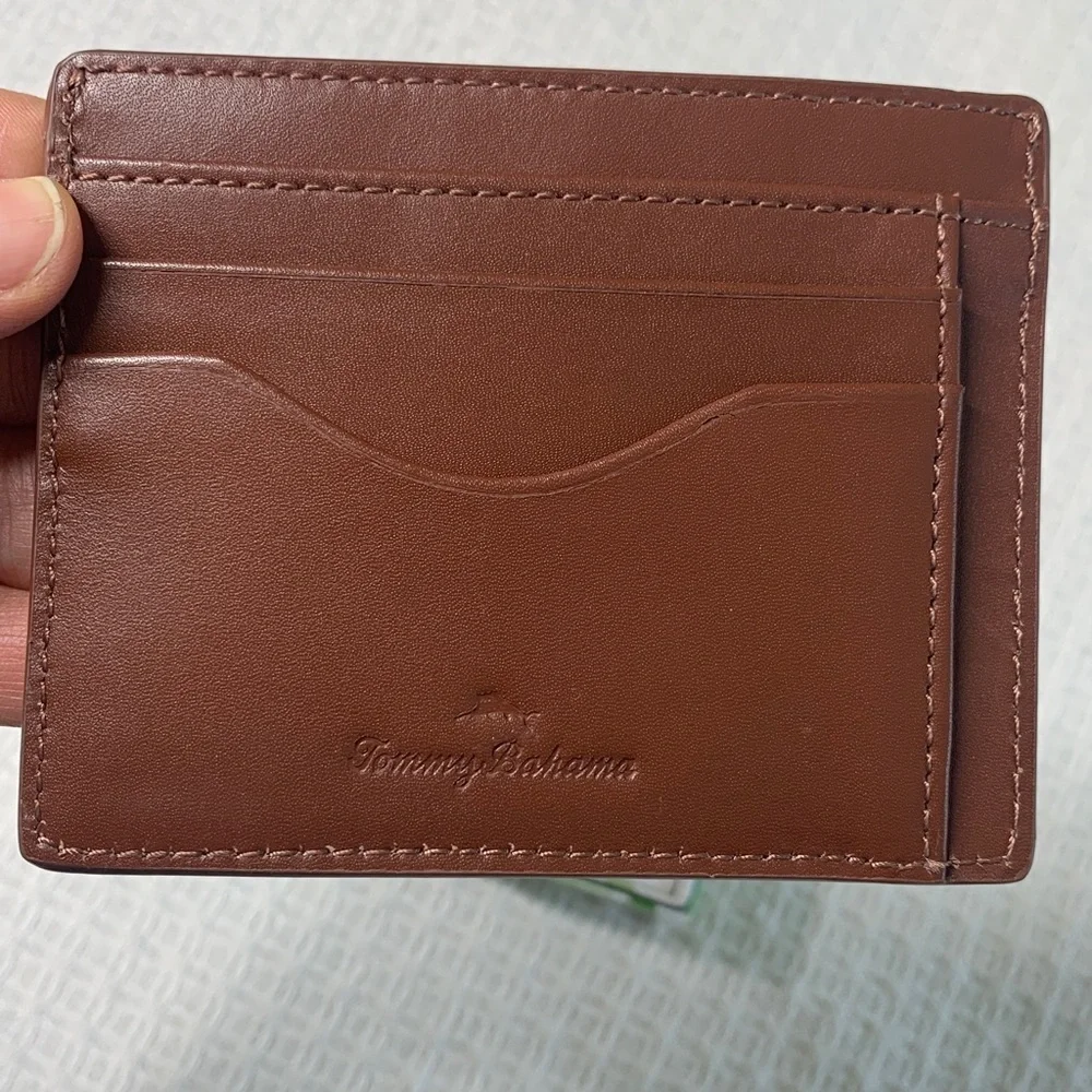 Tommy Bahama brown leather cardholder mens wallet
